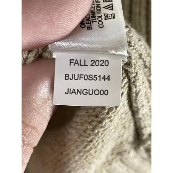 US Polo Assn Sweater Mens Large Beige Half Zip Cable Knit Pullover Sherpa Neck - Picture 9 of 10